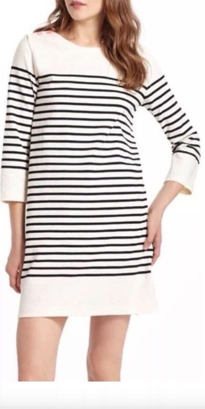 Allihop Crewneck Stripe Knit Dress Size S Coastal Sailor Preppy Cotton Casual